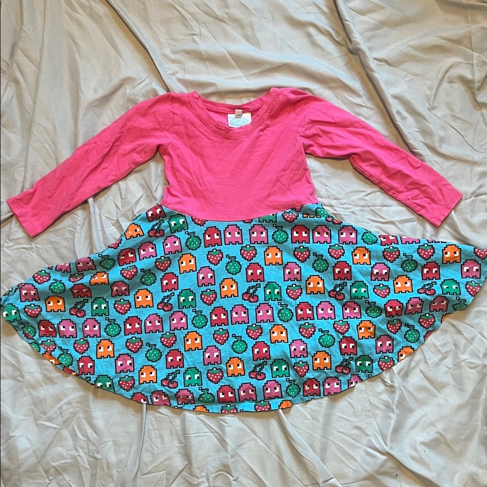Princess Awesome PacMan Pink and Multicolor Kids Dress with Pockets Size 5T